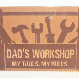 Metal Sign DAD'S WORKSHOP My Tools My Rules Garage Shop Hammer Screwdriver Saw